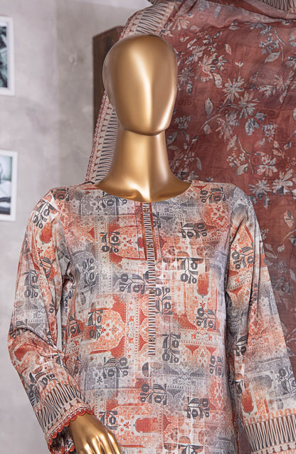 HZ Textile Platinum Digital Printed Lawn Unstitched 3 Piece Suit - PPC-409 - HZ25PLTDP - Multi - Summer Collection