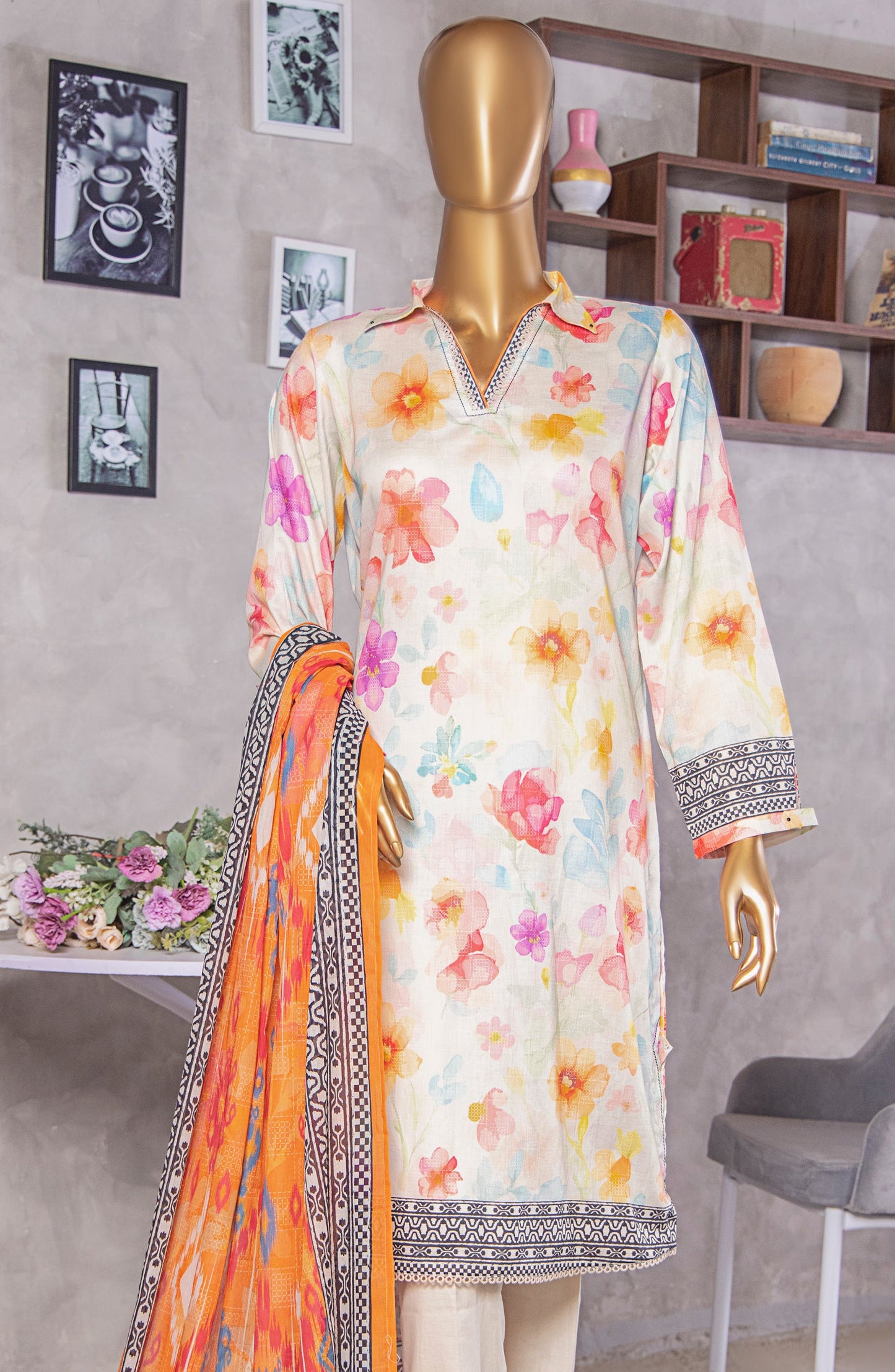 HZ Textile Platinum Digital Printed Lawn Unstitched 3 Piece Suit - PPC-407 - HZ25PLTDP - Multi - Summer Collection