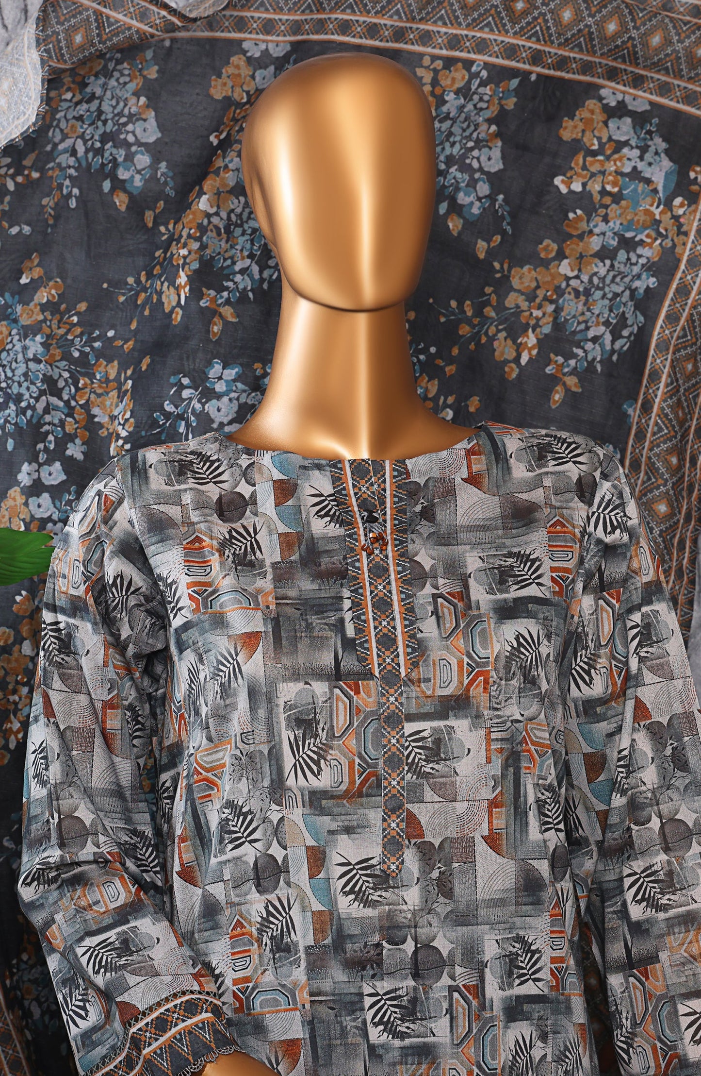 HZ Textile Platinum Printed Lawn Unstitched 3 Piece Suit - PPC-407 - HZ25DPPLT - Grey - Summer Collection