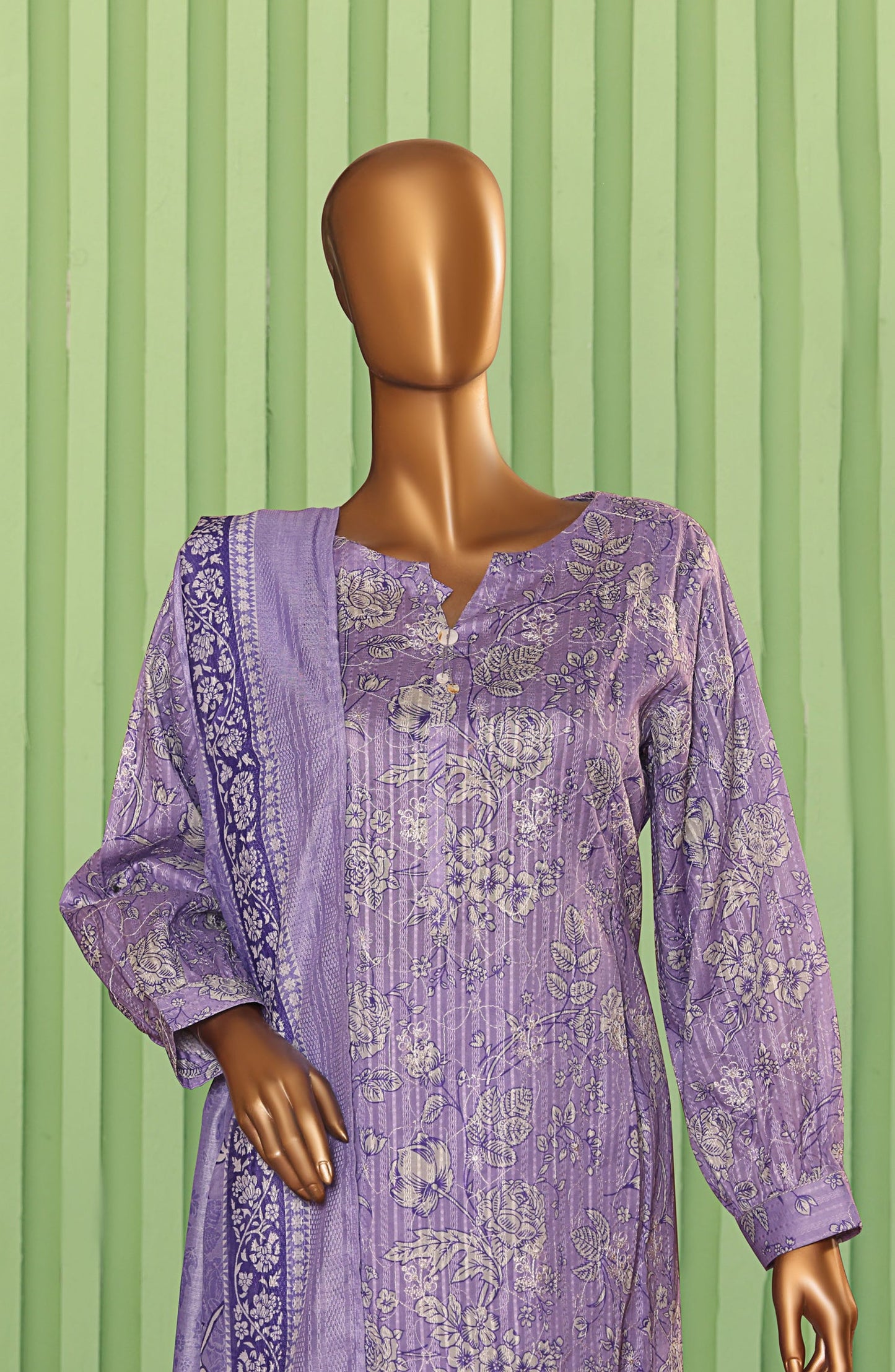 HZ Textiles Dhagakari Embroidered Lawn Unstitched 3 Piece Suit - DNE-105 - HZ26DHG - Purple - Summer Collection