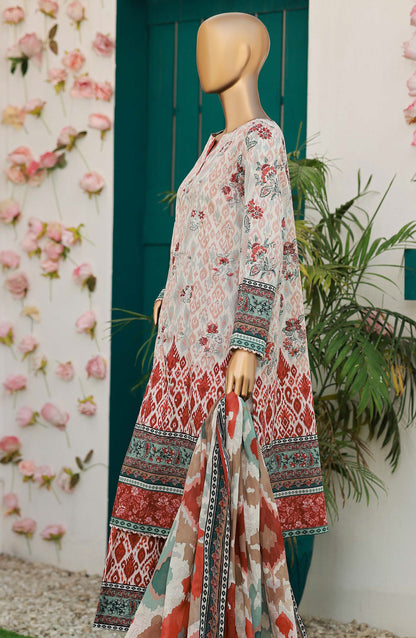 HZ Textiles Elegant Embroidered Lawn Unstitched 3 Piece Suit - Design-10 - HZ26ELGN - Beige - Summer Collection