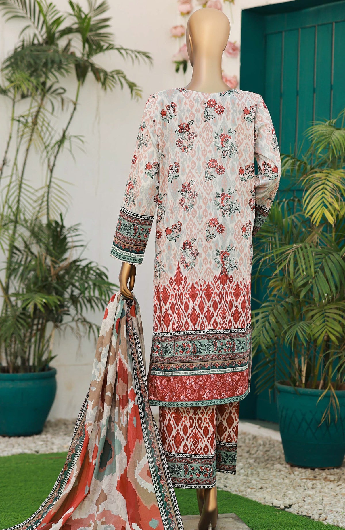 HZ Textiles Elegant Embroidered Lawn Unstitched 3 Piece Suit - Design-10 - HZ26ELGN - Beige - Summer Collection
