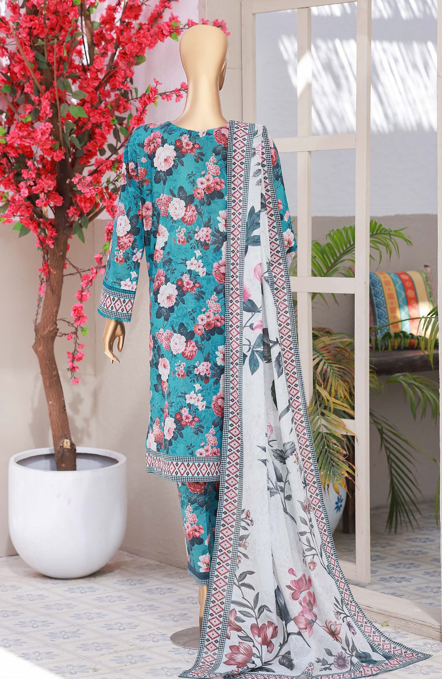 HZ Textiles Elegant Embroidered Lawn Unstitched 3 Piece Suit - Design-04 - HZ26ELGN - Green - Summer Collection