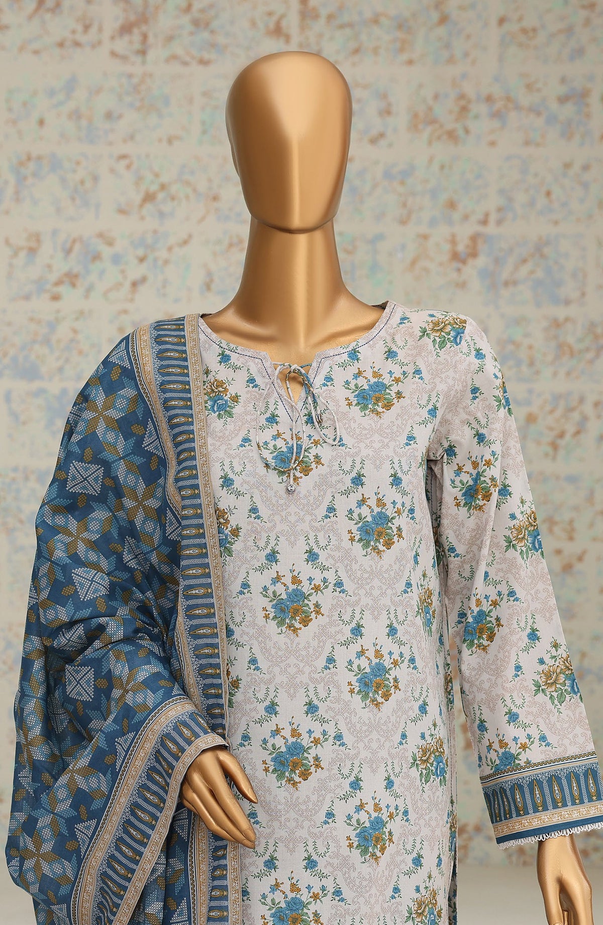HZ Textile Printed Lawn Unstitched 3 Piece Suit - D-05 - HZ26NTD - Blue - Summer Collection
