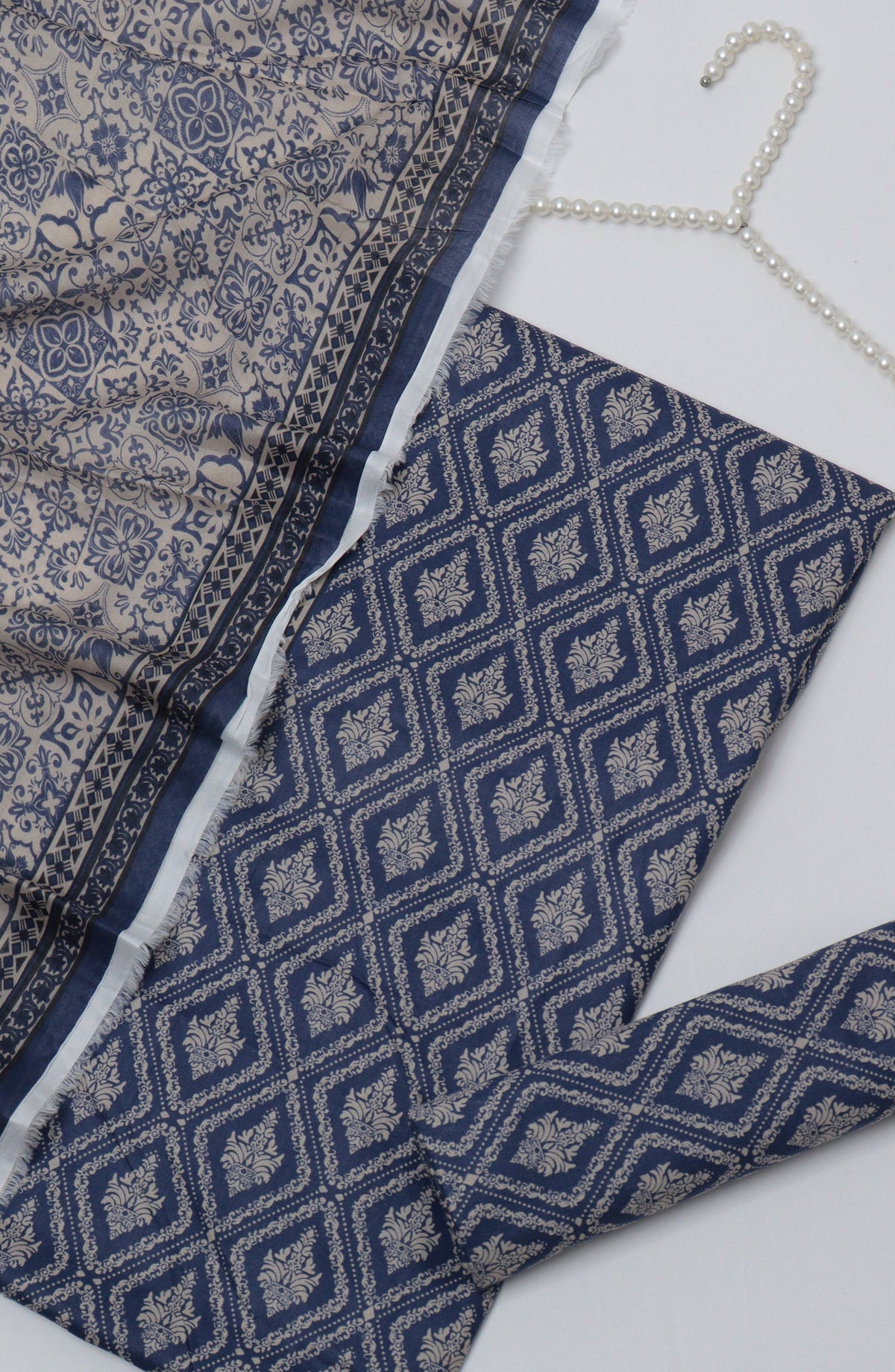 HZ Printed Cambric Unstitched 3 Piece Suit - D-16 - HZ26CMO - Blue - Summer Collection
