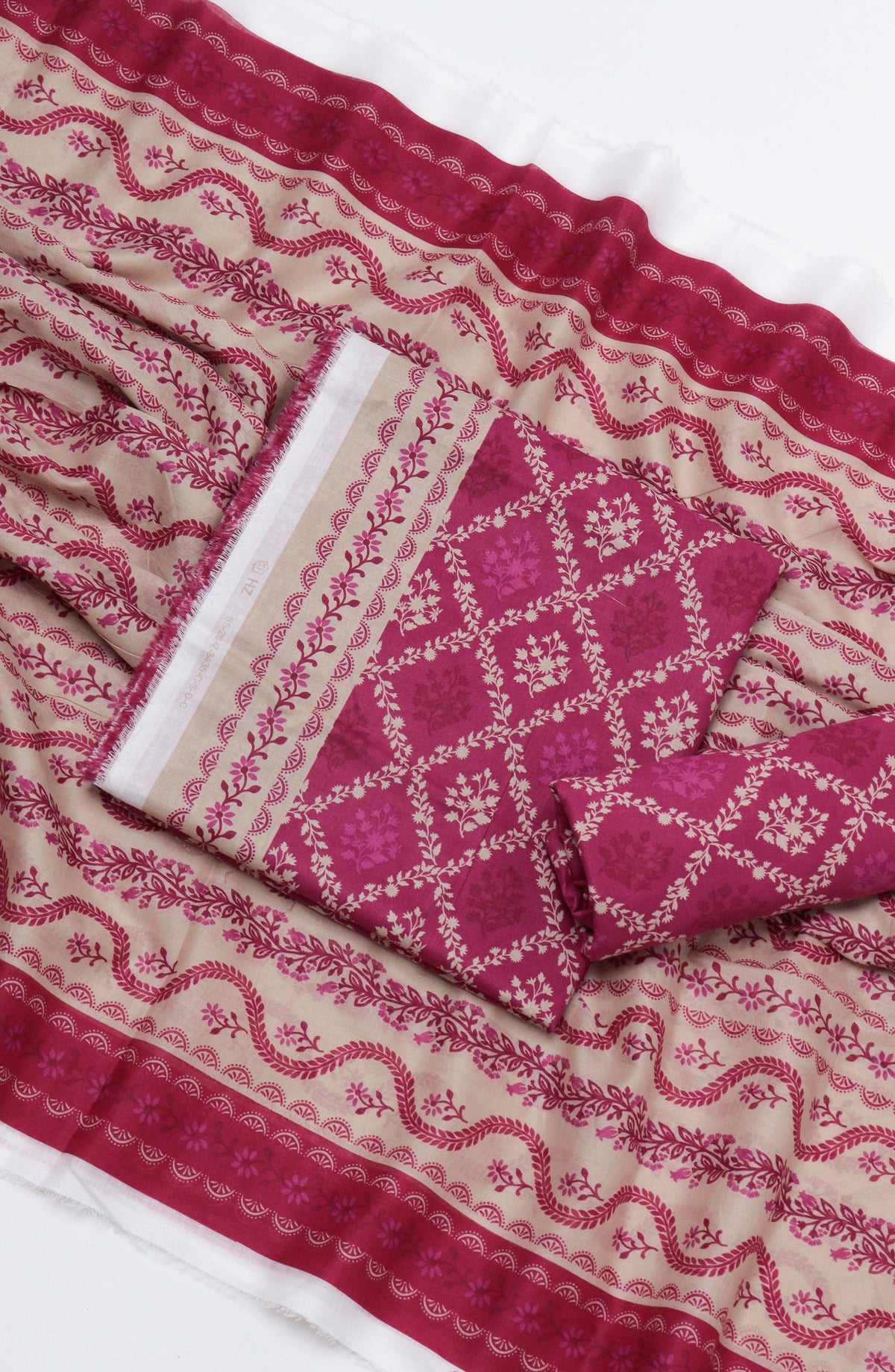 HZ Printed Cambric Unstitched 3 Piece Suit - D-14 - HZ26CMO - Pink - Summer Collection