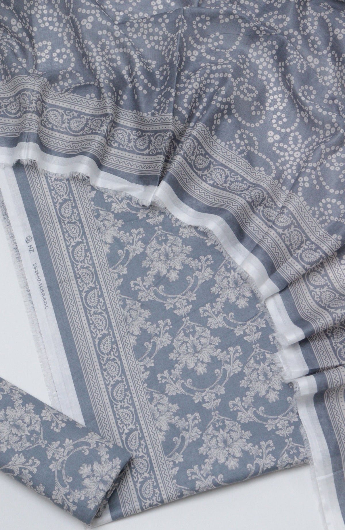 HZ Printed Cambric Unstitched 3 Piece Suit - D-11 - HZ26CMO - Blue - Summer Collection