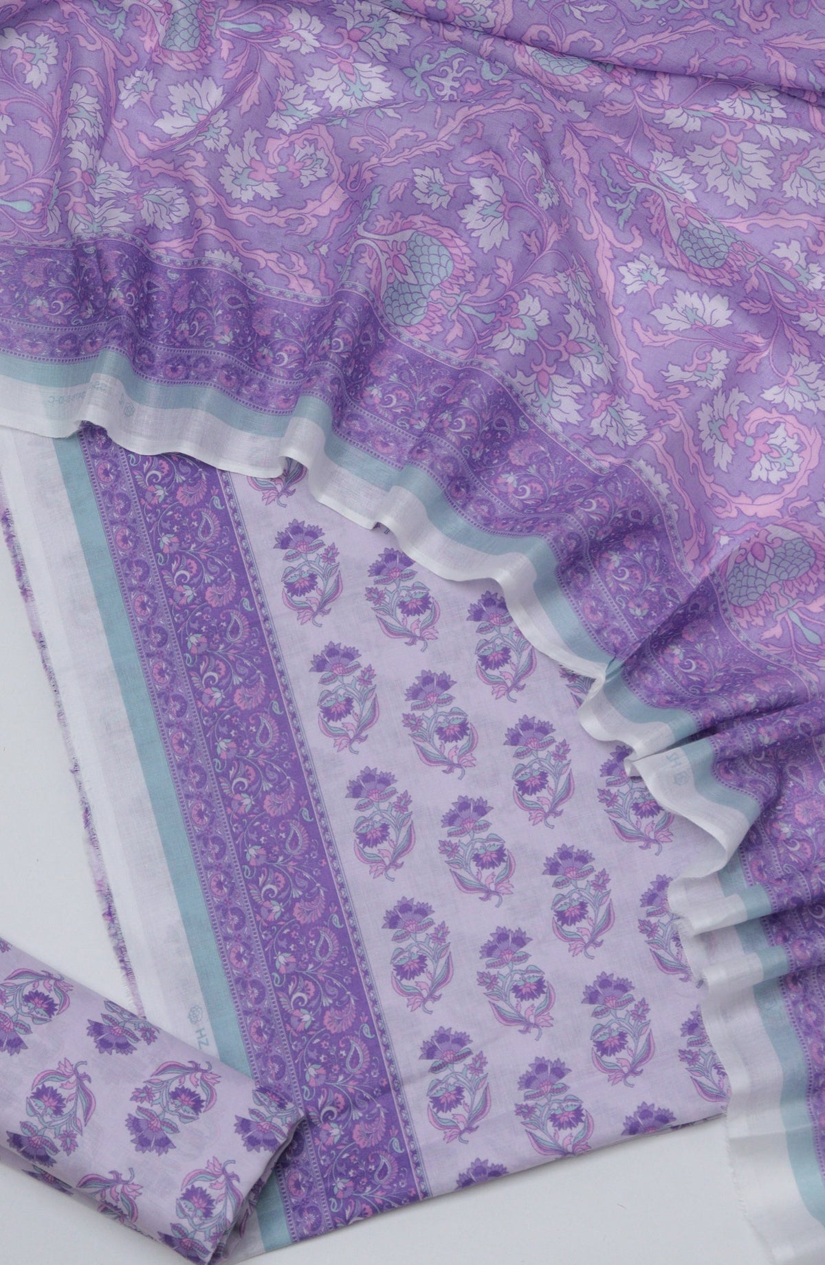 HZ Printed Cambric Unstitched 3 Piece Suit - D-09 - HZ26CMO - Purple - Summer Collection