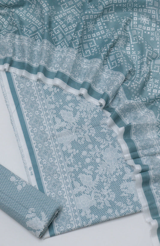 HZ Printed Cambric Unstitched 3 Piece Suit - D-08 - HZ26CMO - Blue - Summer Collection