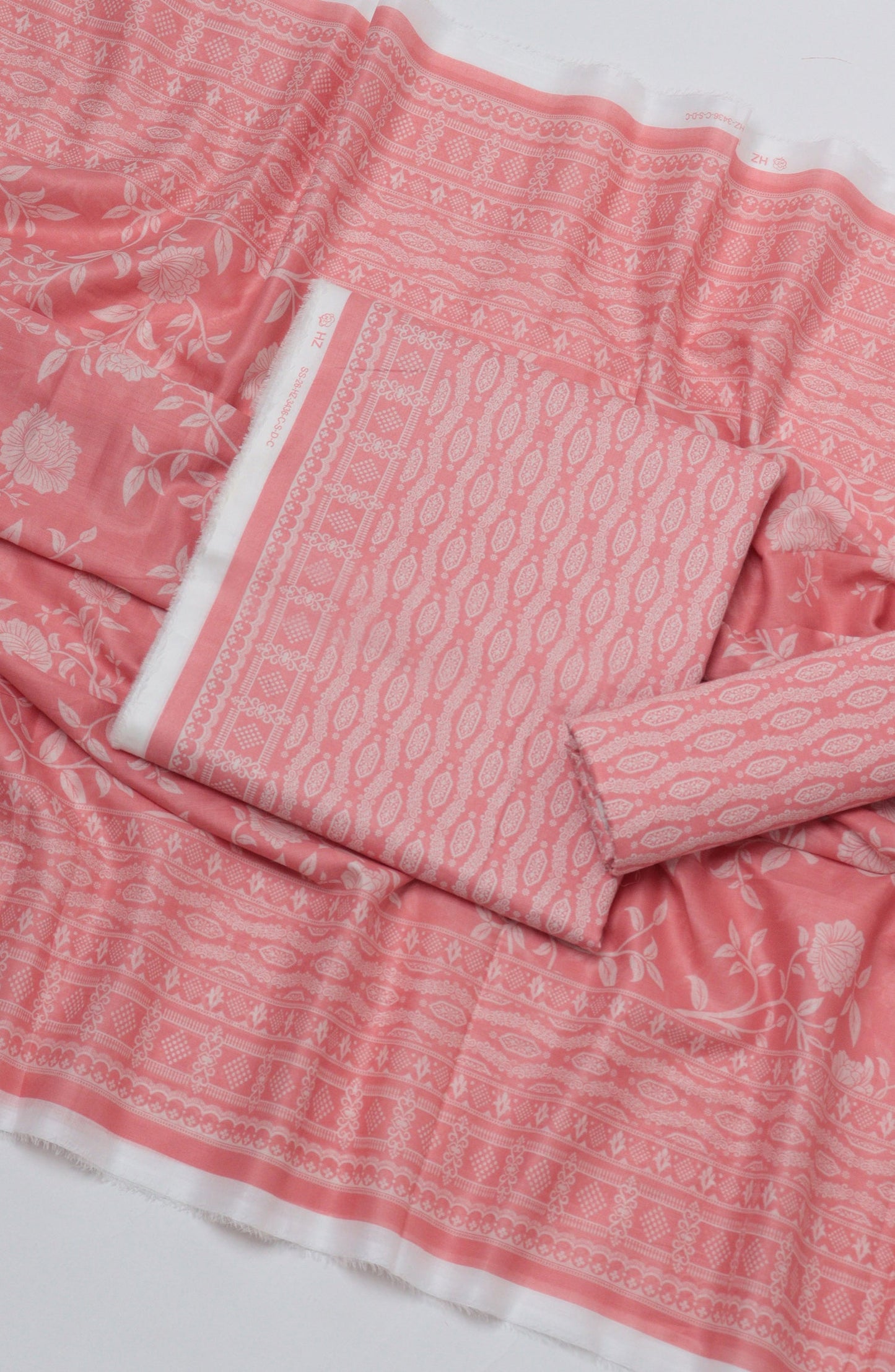 HZ Printed Cambric Unstitched 3 Piece Suit - D-05 - HZ26CMO - Pink - Summer Collection
