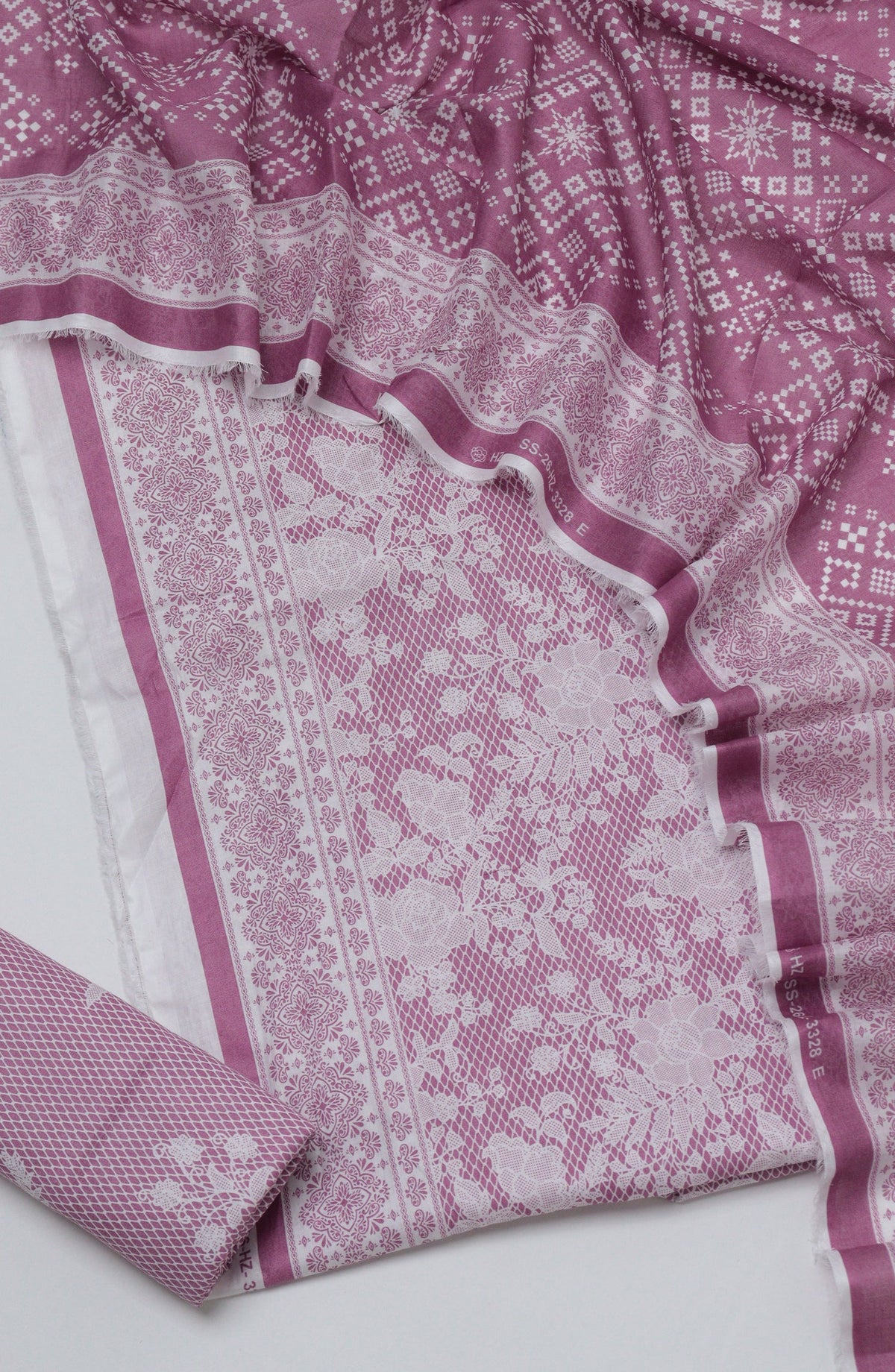 HZ Printed Cambric Unstitched 3 Piece Suit - D-04 - HZ26CMO - Purple - Summer Collection