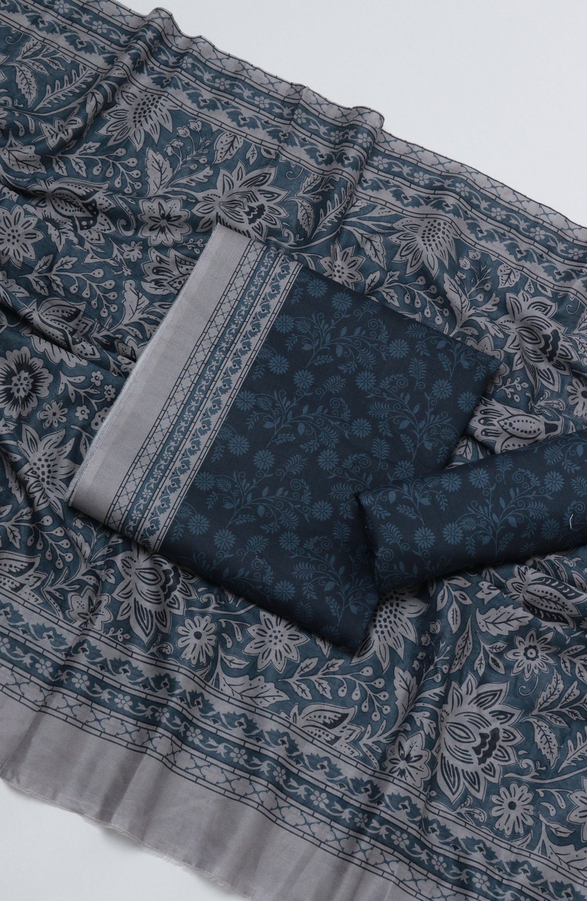 HZ Printed Cambric Unstitched 3 Piece Suit - D-01 - HZ26CMO - Blue - Summer Collection