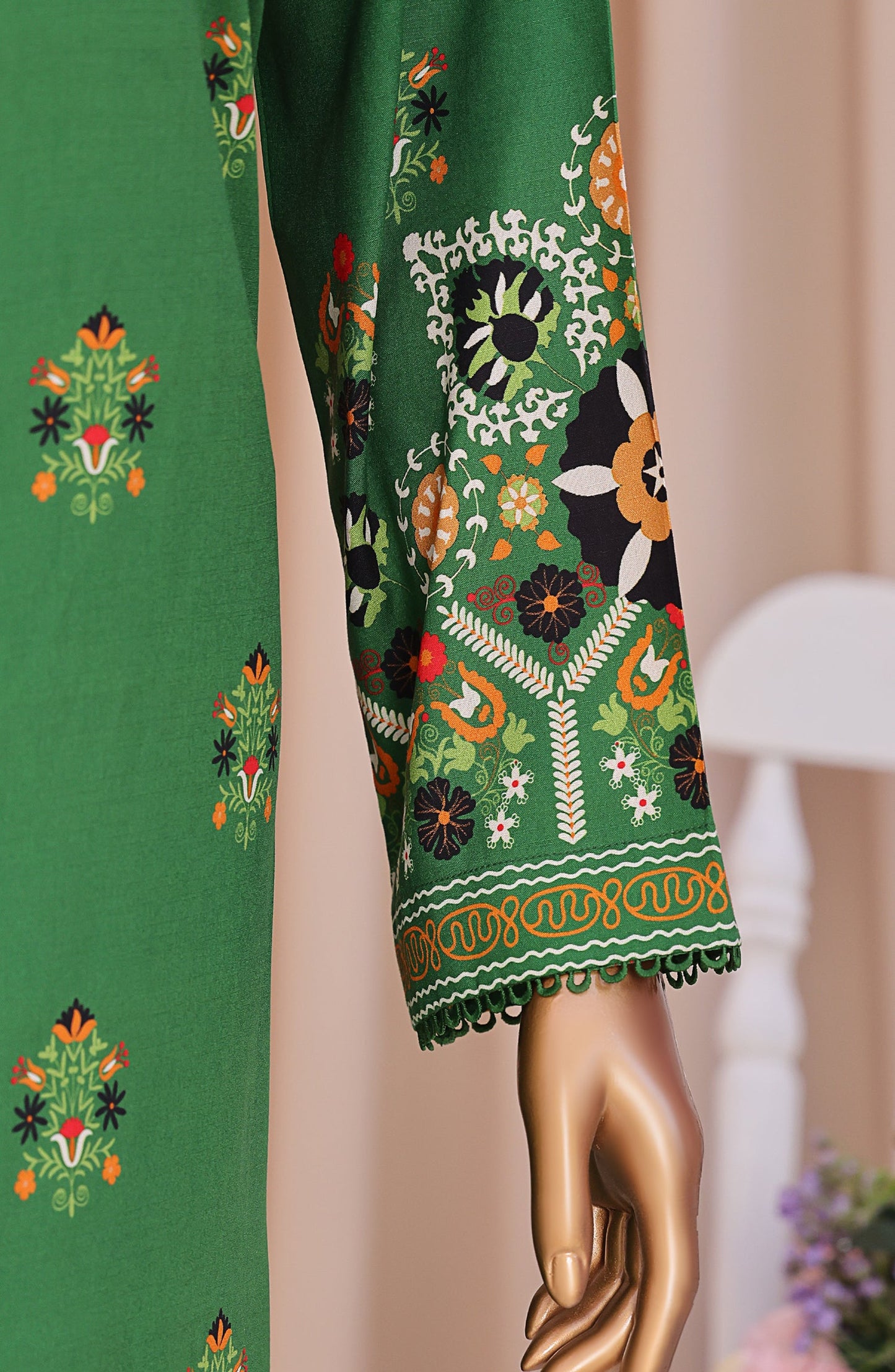 HZ Textile Digital Printed Linen Slub Unstitched 3 Piece Suit - LSD-301 - HZ25LNSL - Green - Winter Collection