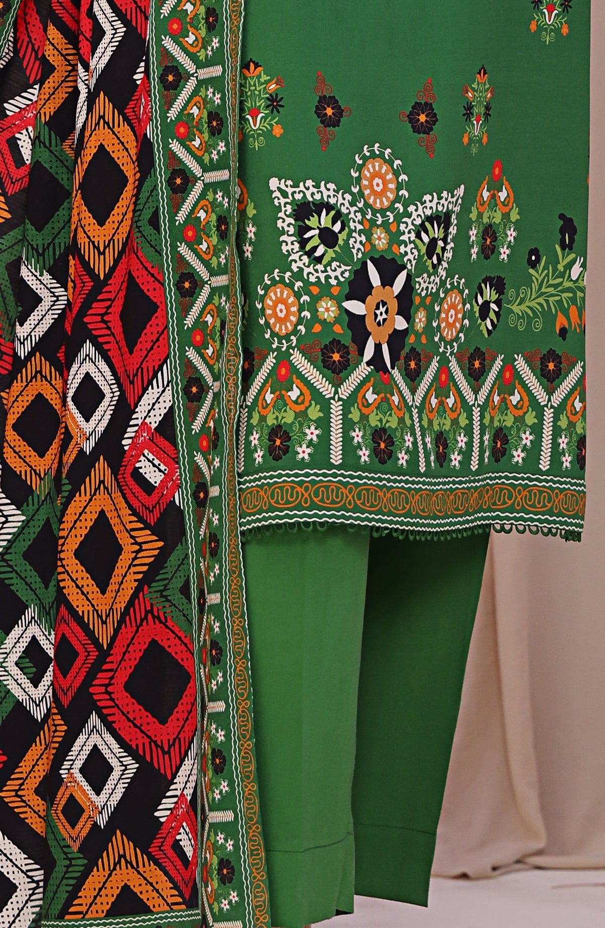 HZ Textile Digital Printed Linen Slub Unstitched 3 Piece Suit - LSD-301 - HZ25LNSL - Green - Winter Collection