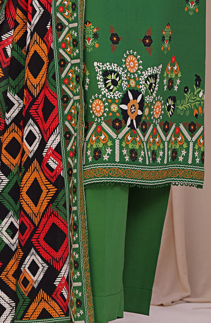 HZ Textile Digital Printed Linen Slub Unstitched 3 Piece Suit - LSD-301 - HZ25LNSL - Green - Winter Collection