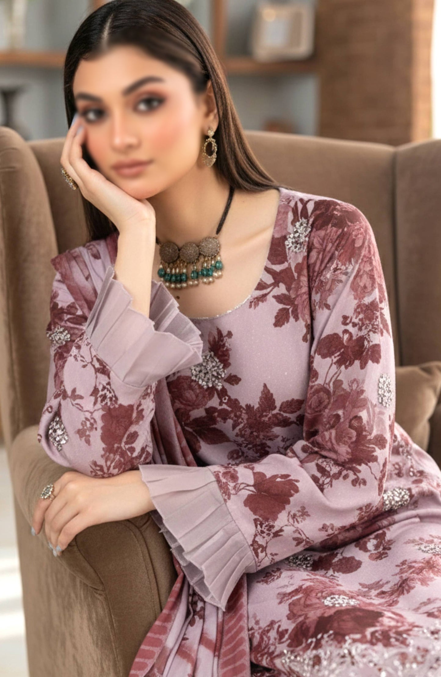 Hazel by Embroidered Lawn Unstitched 3 Piece Suit - D-08 - AK26HZL - Pink - Summer Collection