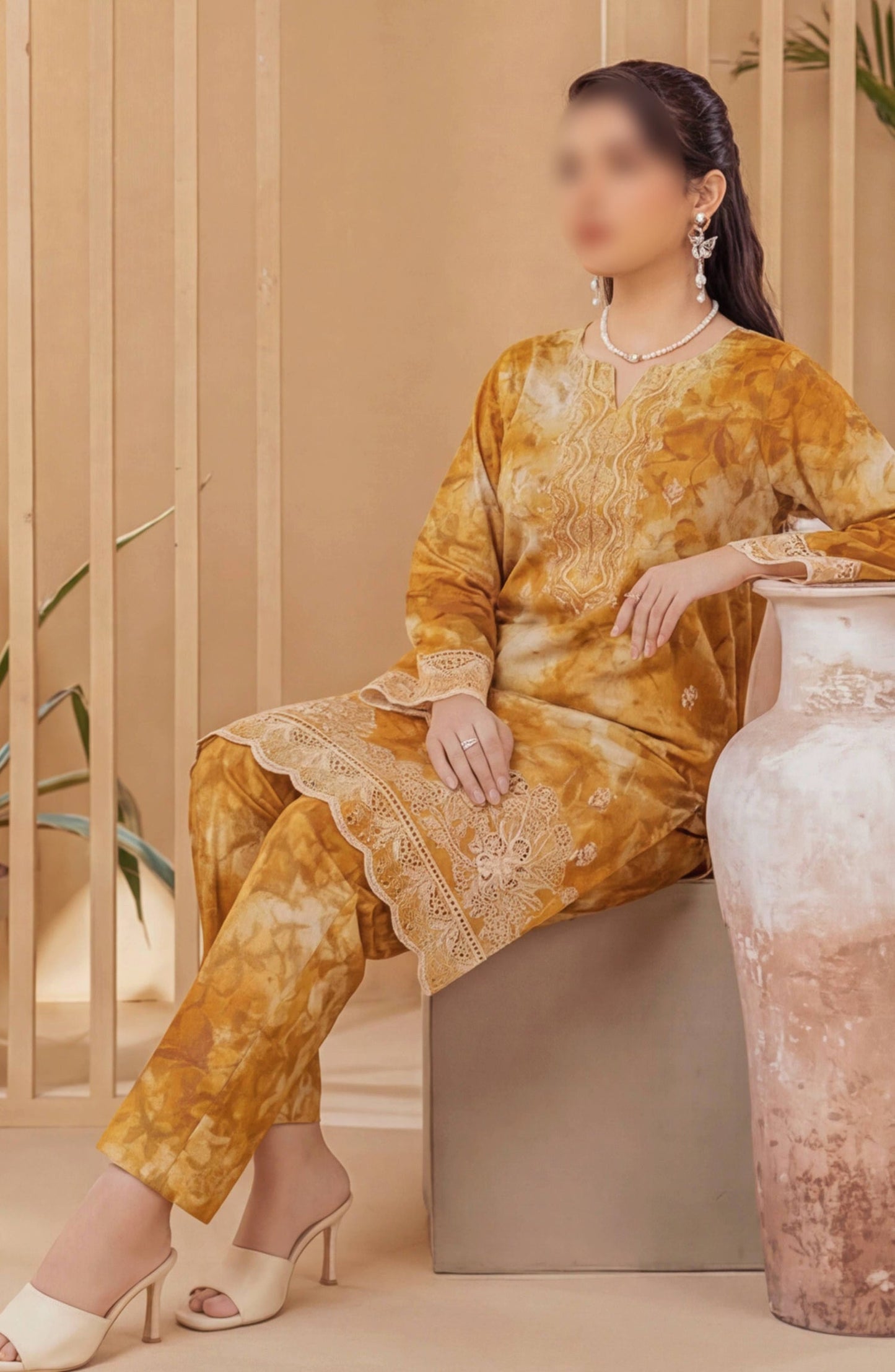 Heritage by Al Karim Embroidered Lawn Unstitched 3 Piece Suit - D-09 - AK26HRT - Rust - Summer Collection