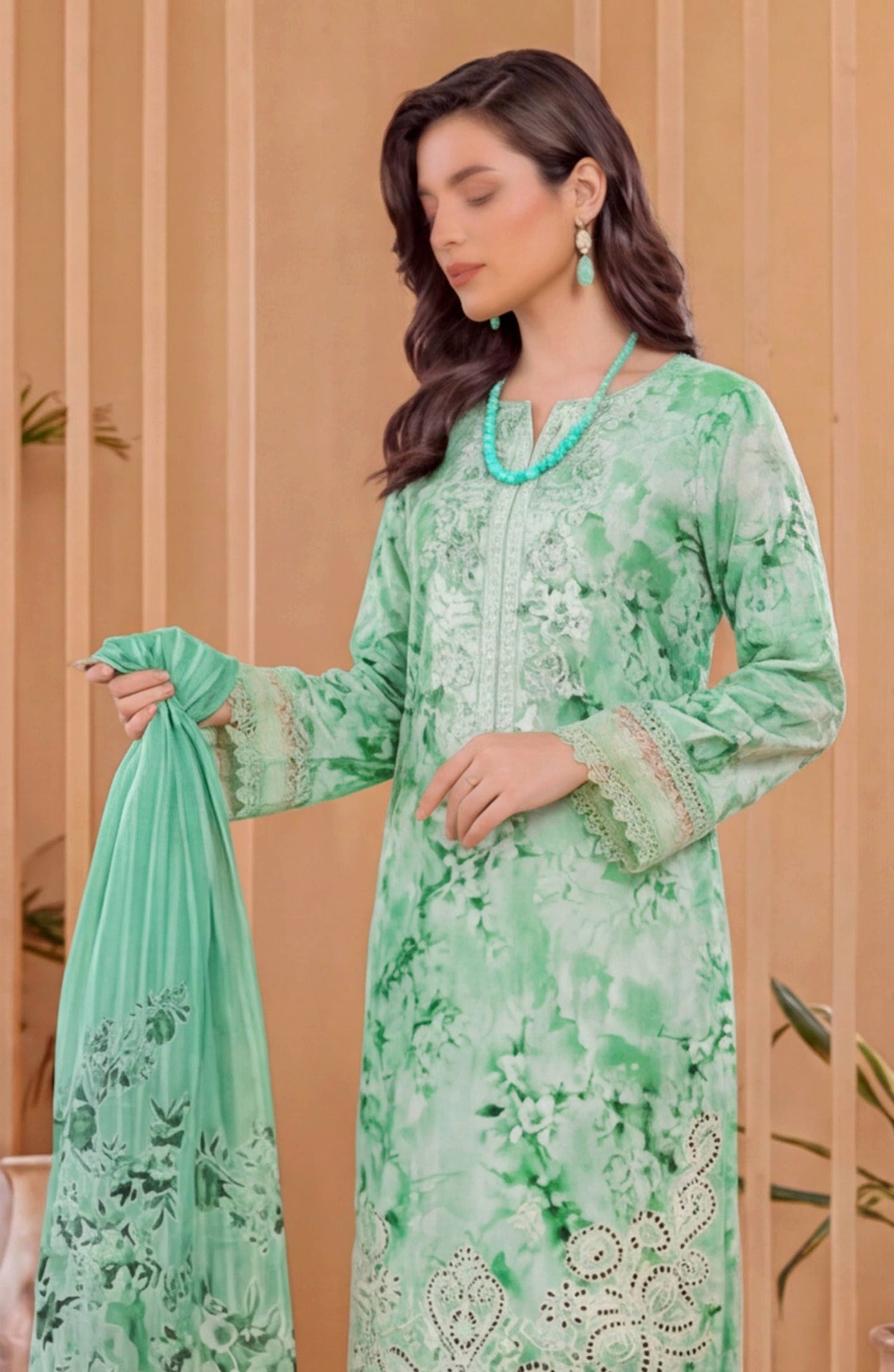 Heritage by Al Karim Embroidered Lawn Unstitched 3 Piece Suit - D-08 - AK26HRT - Green - Summer Collection