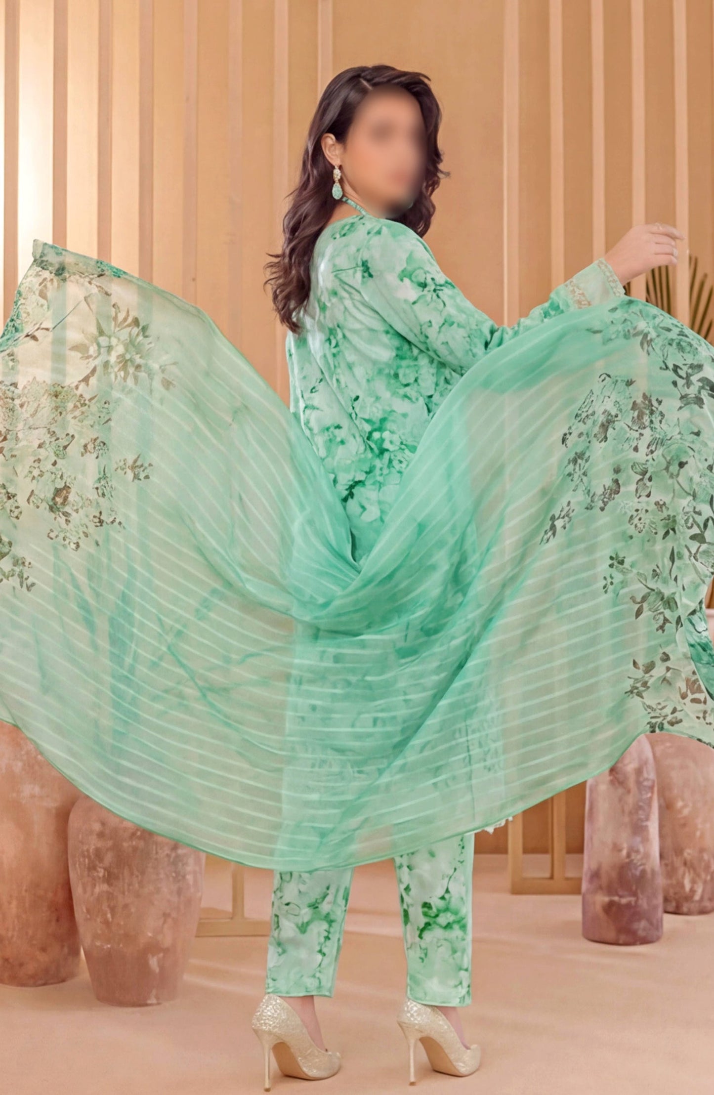 Heritage by Al Karim Embroidered Lawn Unstitched 3 Piece Suit - D-08 - AK26HRT - Green - Summer Collection