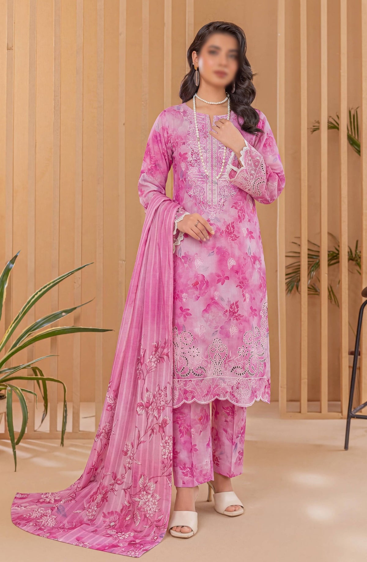 Heritage by Embroidered Lawn Unstitched 3 Piece Suit - D-02 - AK26HRT - Pink - Summer Collection