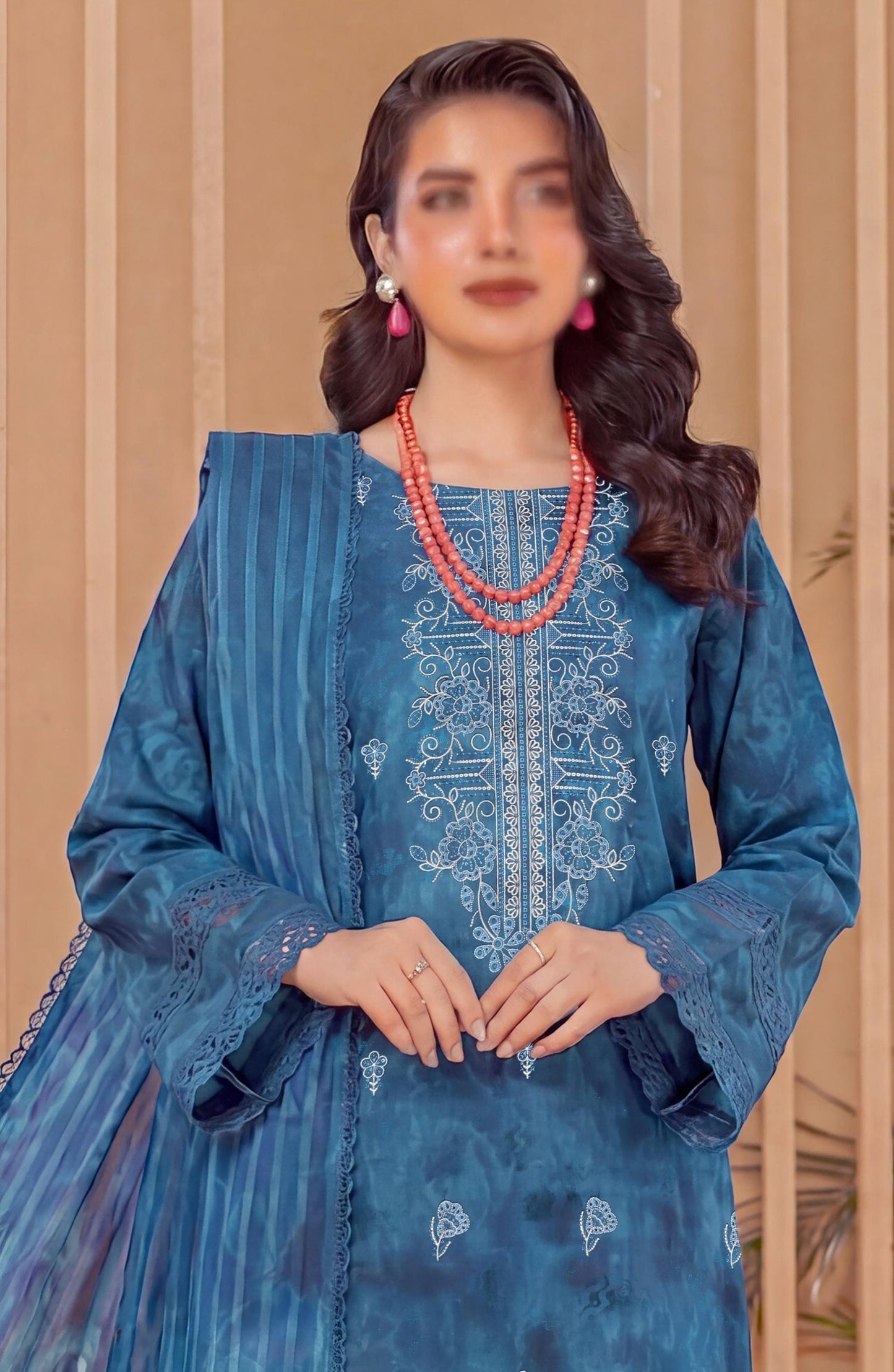 Heritage by Embroidered Lawn Unstitched 3 Piece Suit - D-01 - AK26HRT - Blue - Summer Collection