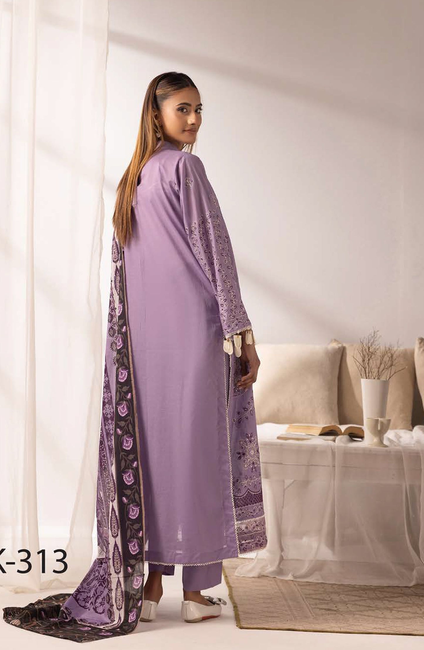 Ibtida by Al Karim Embroidered Lawn Unstitched 3 Piece Suit - IK-313 - AK26TDA - Purple - Summer Collection