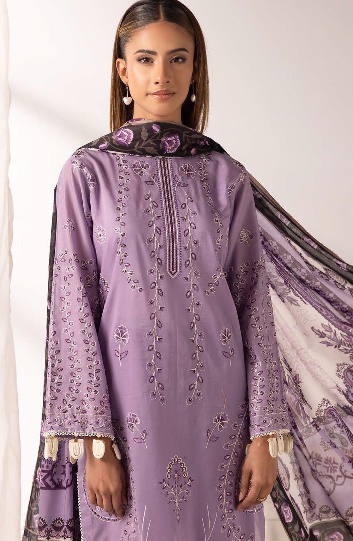 Ibtida by Embroidered Lawn Unstitched 3 Piece Suit - IK-313 - AK26TDA - Purple - Summer Collection