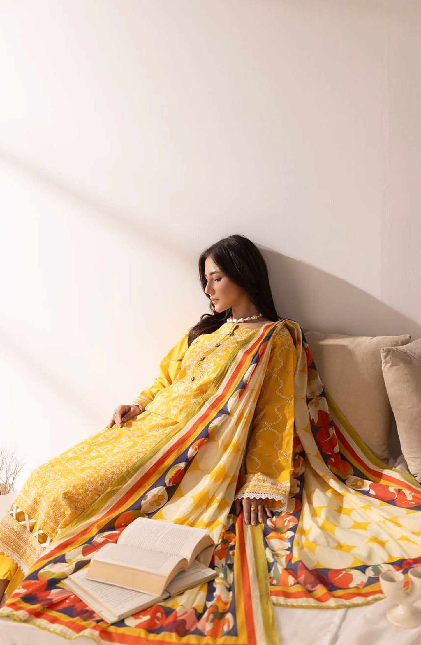 Ibtida by Al Karim Embroidered Lawn Unstitched 3 Piece Suit - IK-312 - AK26TDA - Yellow - Summer Collection
