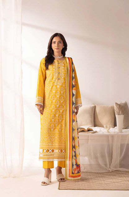 Ibtida by Embroidered Lawn Unstitched 3 Piece Suit - IK-312 - AK26TDA - Yellow - Summer Collection