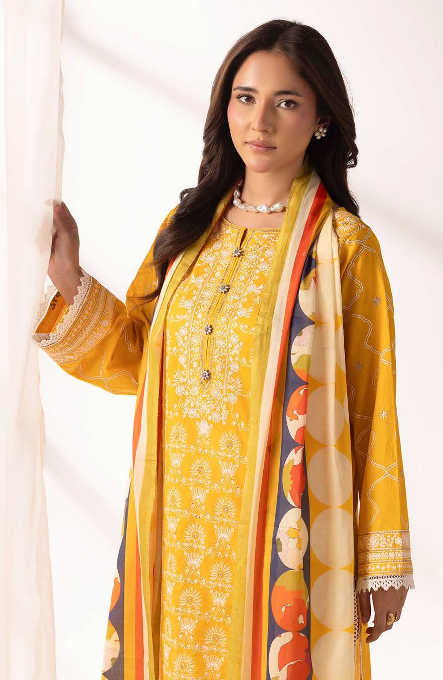 Ibtida by Embroidered Lawn Unstitched 3 Piece Suit - IK-312 - AK26TDA - Yellow - Summer Collection