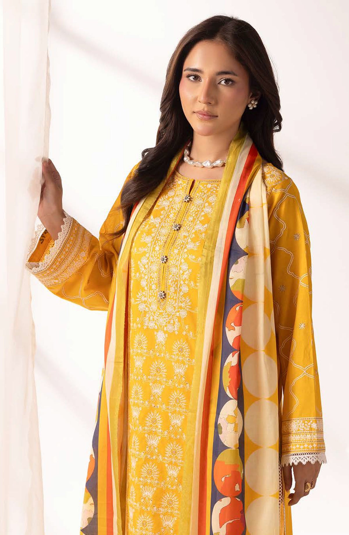 Ibtida by Embroidered Lawn Unstitched 3 Piece Suit - IK-312 - AK26TDA - Yellow - Summer Collection