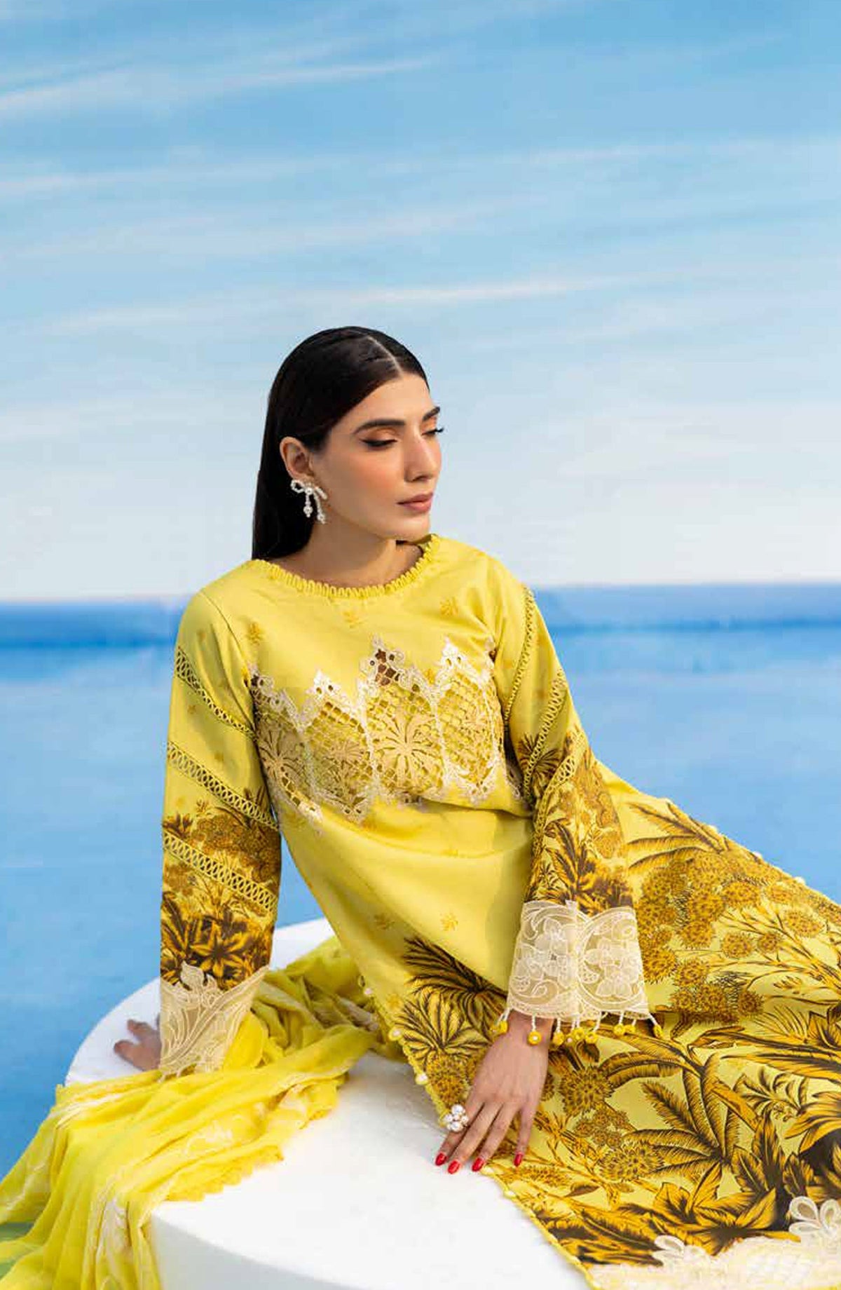 Ivy Bloom by Parishay Embroidered Lawn Unstitched 3 Piece Suit - IB-15 - PS26VB - Yellow - Summer Collection