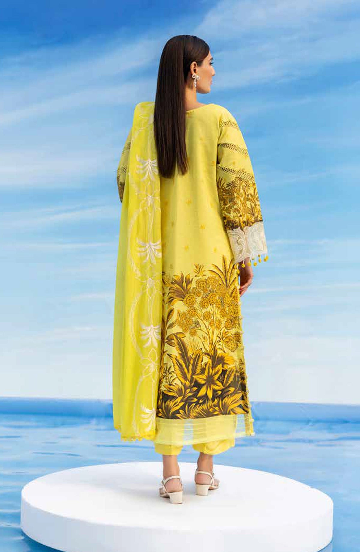 Ivy Bloom by Parishay Embroidered Lawn Unstitched 3 Piece Suit - IB-15 - PS26VB - Yellow - Summer Collection