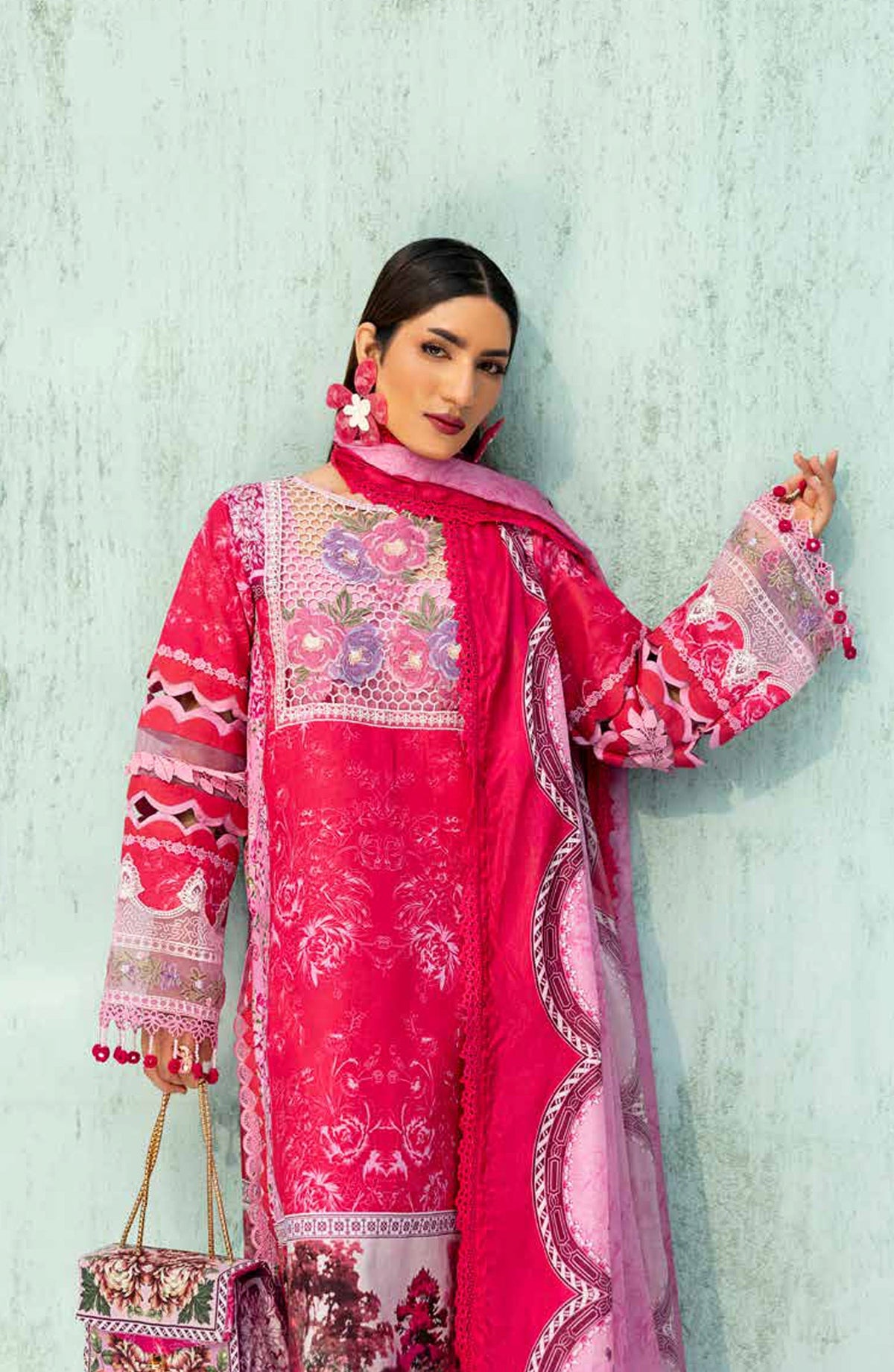 Ivy Bloom by Parishay Embroidered Lawn Unstitched 3 Piece Suit - IB-14 - PS26VB - Pink - Summer Collection