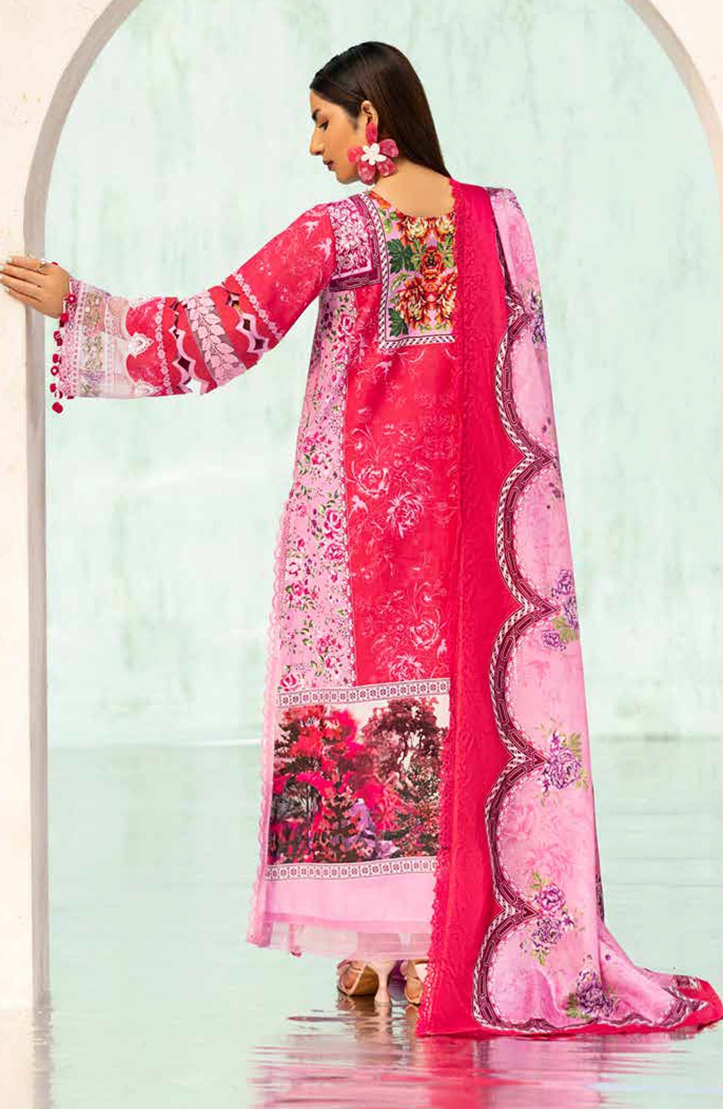 Ivy Bloom by Parishay Embroidered Lawn Unstitched 3 Piece Suit - IB-14 - PS26VB - Pink - Summer Collection