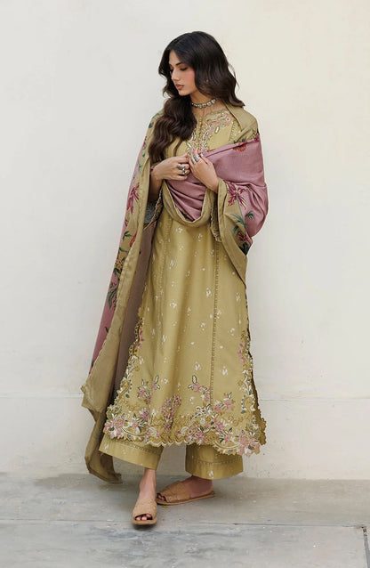 Iznik Pre Fall Embroidered Viscose Linen Unstitched 3 Piece Suit - IPF-23 - IZN26PF - Mustard - Winter Collection