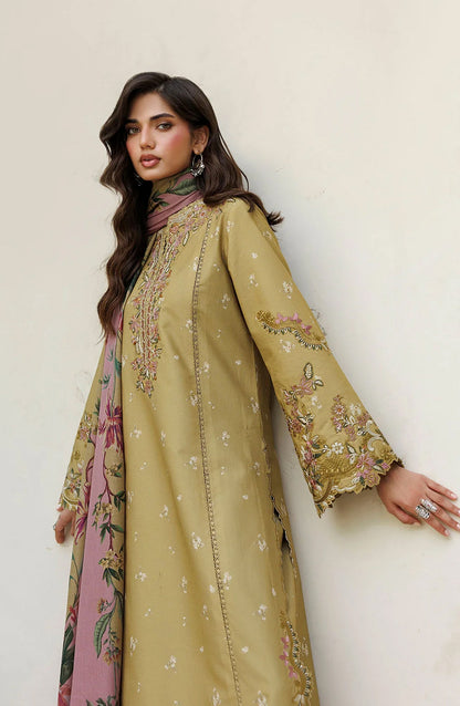 Iznik Pre Fall Embroidered Viscose Linen Unstitched 3 Piece Suit - IPF-23 - IZN26PF - Mustard - Winter Collection