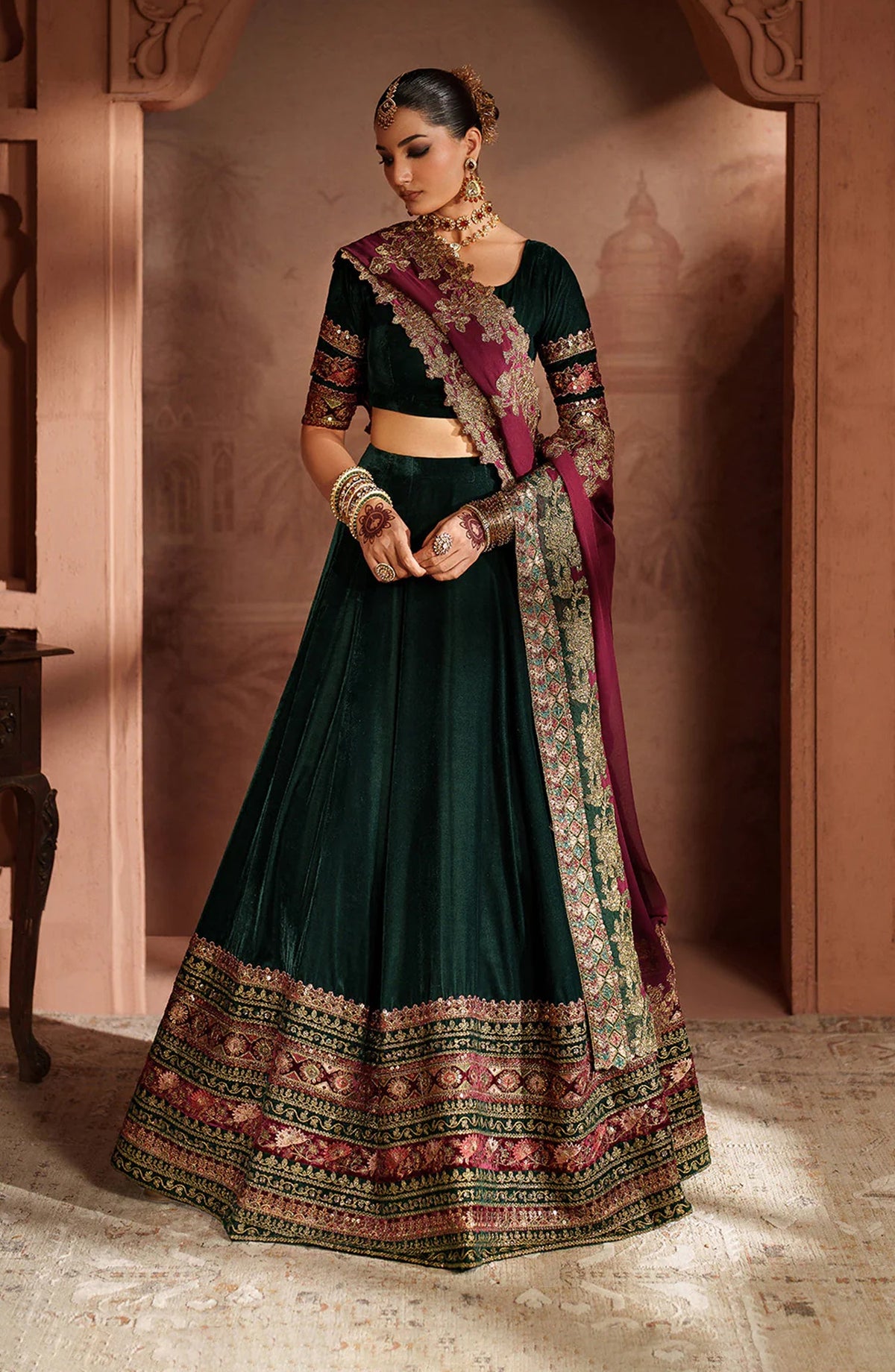 Iznik Raagni Formals Embroidered Velvet Unstitched 3 Piece Suit - IV-65 - IZN25RGN - Green - Winter Collection