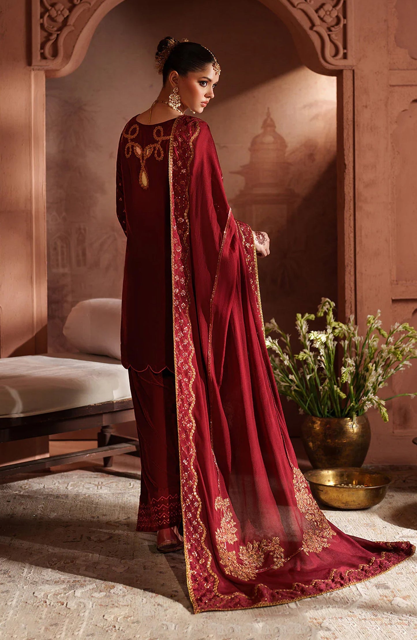 Iznik Raagni Formals Embroidered Velvet Unstitched 3 Piece Suit - IV-58 - IZN25RGN - Maroon - Winter Collection