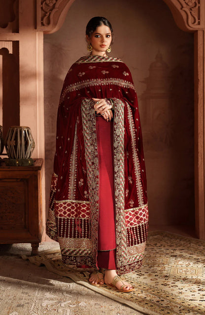 Iznik Raagni Formals Embroidered Raw Silk Unstitched 3 Piece Suit - IV-56 - IZN25RGN - Red - Winter Collection