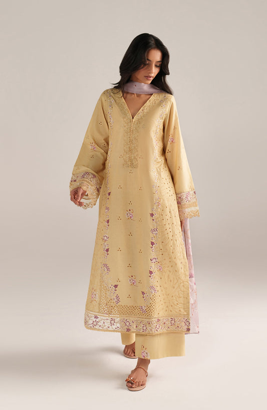 Iznik Embroidered Lawn Unstitched 3 Piece Suit - SS-11 - IZN26SP - Yellow - Spring Summer Collection