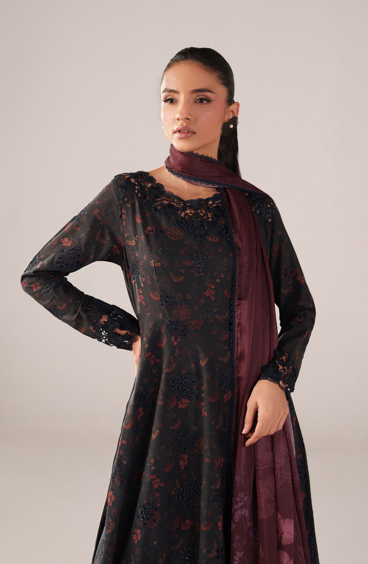 Iznik Embroidered Lawn Unstitched 3 Piece Suit - SS-09 - IZN26SP - Black - Spring Summer Collection