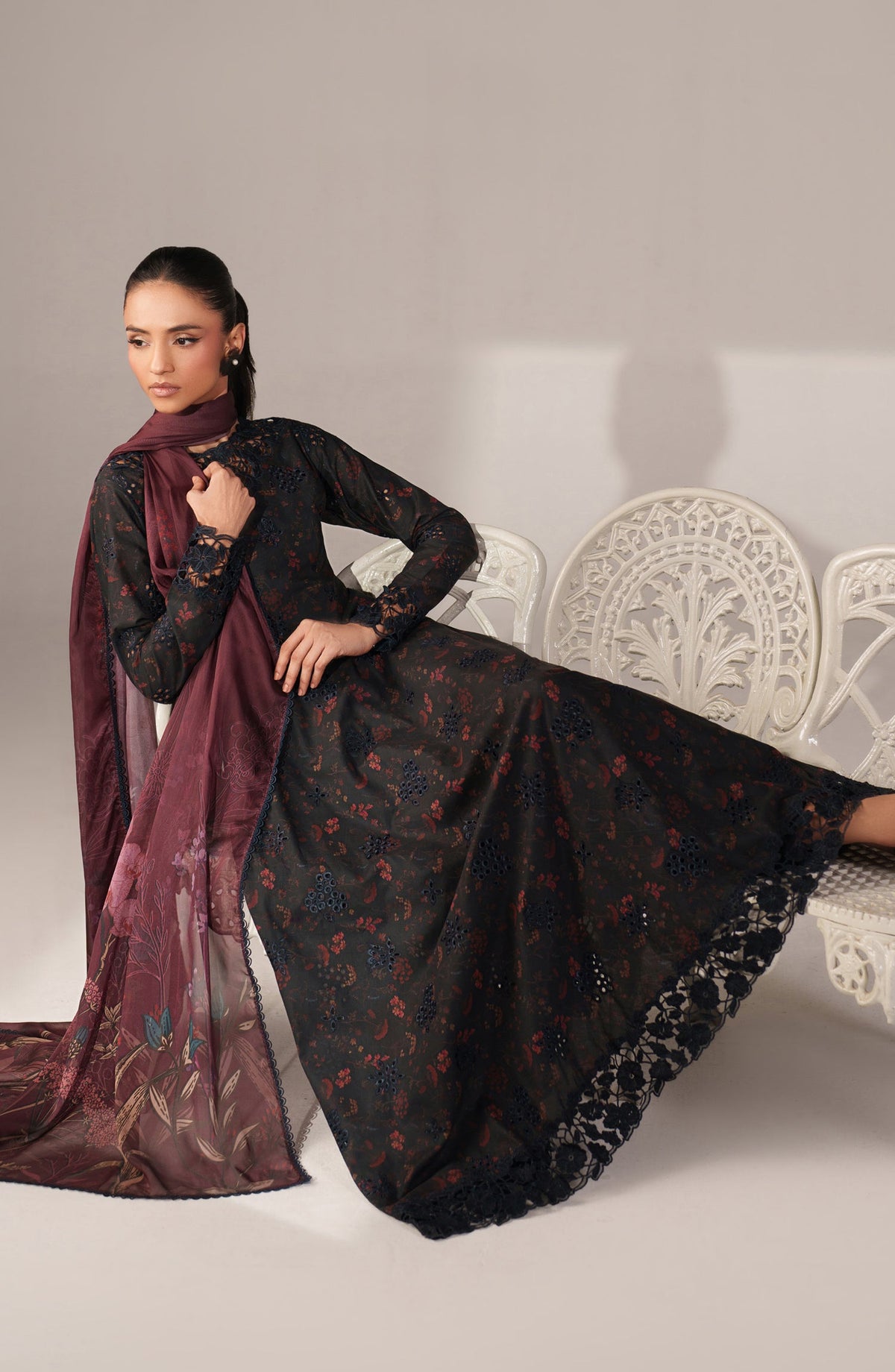 Iznik Embroidered Lawn Unstitched 3 Piece Suit - SS-09 - IZN26SP - Black - Spring Summer Collection