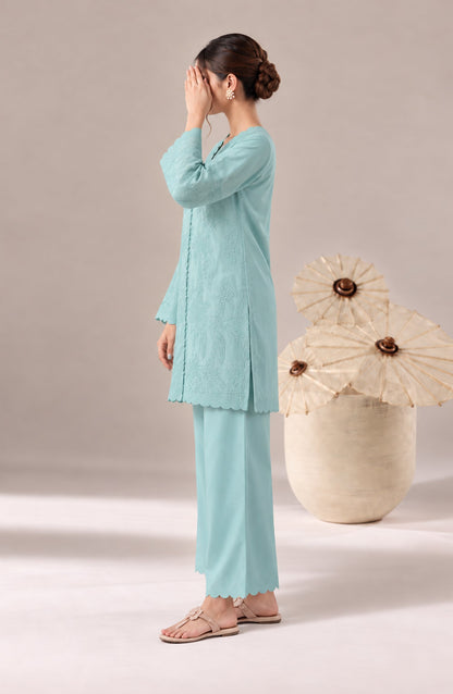 Jannah Noe by Amna Khadija Embroidered Silk Stitched 2 Piece Co-ord Set - JNLS-21 - AM26HON - Blue - Summer Collection