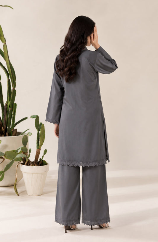 Jannah Noe by Amna Khadija Embroidered Silk Stitched 2 Piece Co-ord Set - JNLS-22 - AM26HON - Grey - Summer Collection
