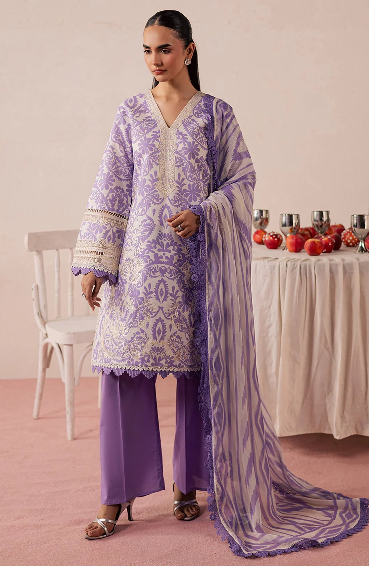 Jahaan by Mahnur Embroidered Lawn Unstitched 3 Piece Suit - MJ-10 - MH26JHN - Purple - Summer Collection