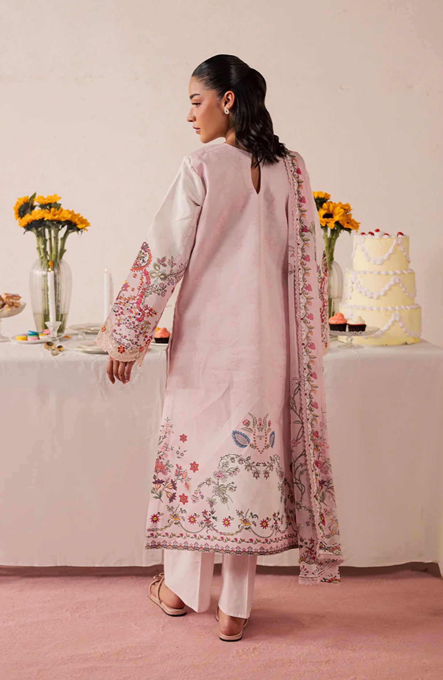 Jahaan by Mahnur Embroidered Lawn Unstitched 3 Piece Suit - MJ-02 - MH26JHN - Pink - Summer Collection