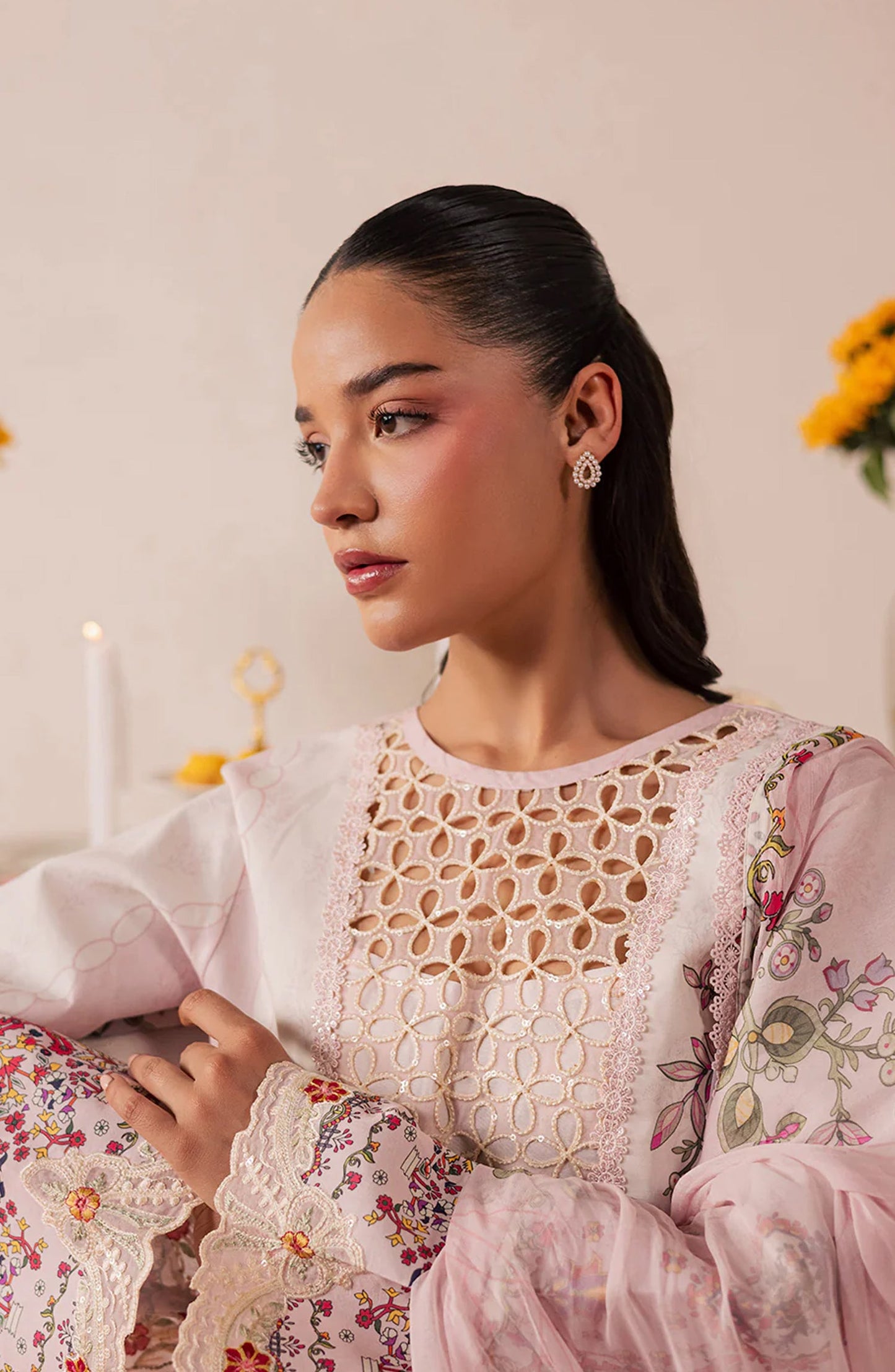 Jahaan by Mahnur Embroidered Lawn Unstitched 3 Piece Suit - MJ-02 - MH26JHN - Pink - Summer Collection