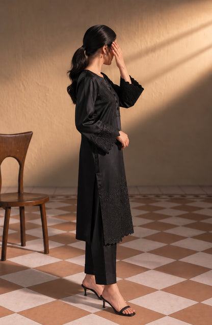 Jannah Noe by Amna Khadija Embroidered Silk Stitched 2 Piece Co-ord Set - JNLS-27 - AM26OEN - Black - Summer Collection