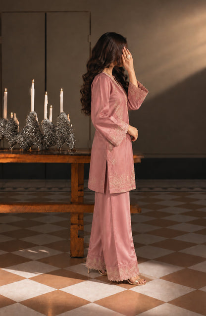 Jannah Noe by Amna Khadija Embroidered Silk Stitched 2 Piece Co-ord Set - JNLS-24 - AM26OEN - Pink - Summer Collection